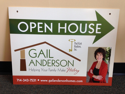 Open house real estate signs Fullerton CA