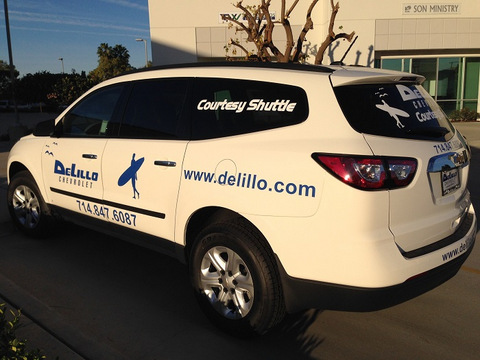 Courtesy shuttle vehicle wraps for Orange County dealerships