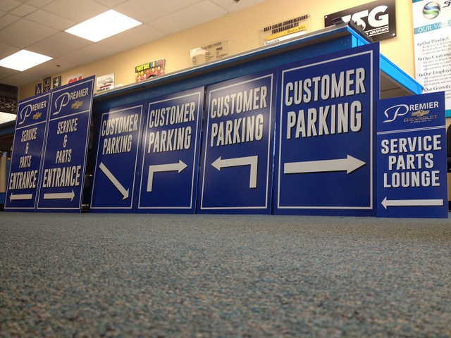 Auto dealership parking and directional signs Orange County
