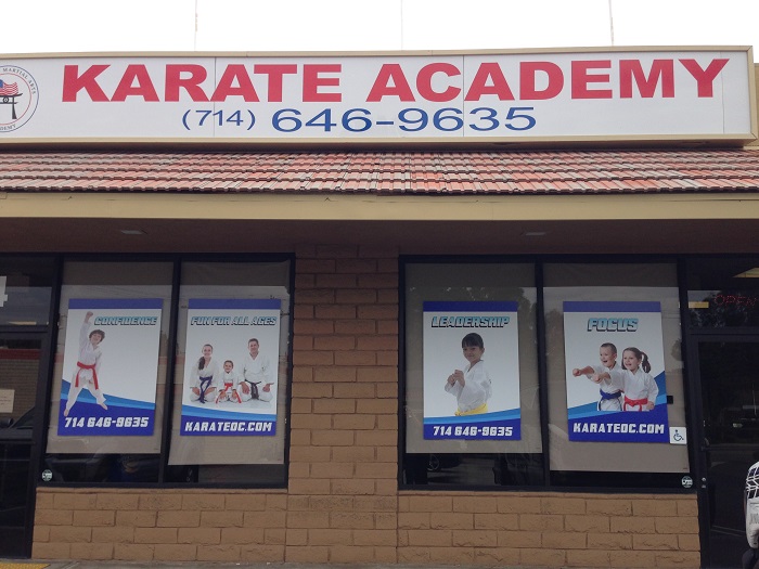 Window graphics for karate schools in Placentia CA