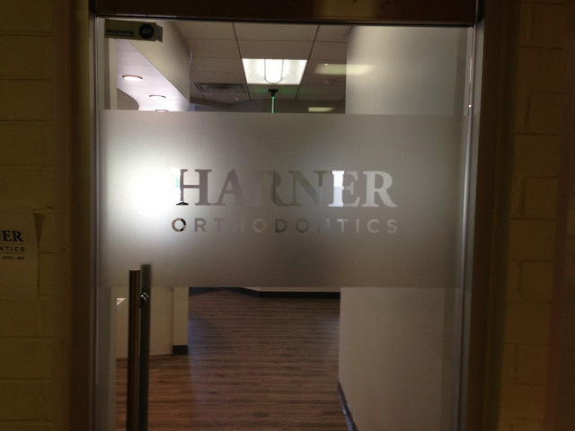 Etched door graphics for dentists in Orange County