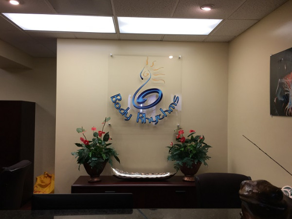 Acrylic reception area signs for spas in Irvine CA