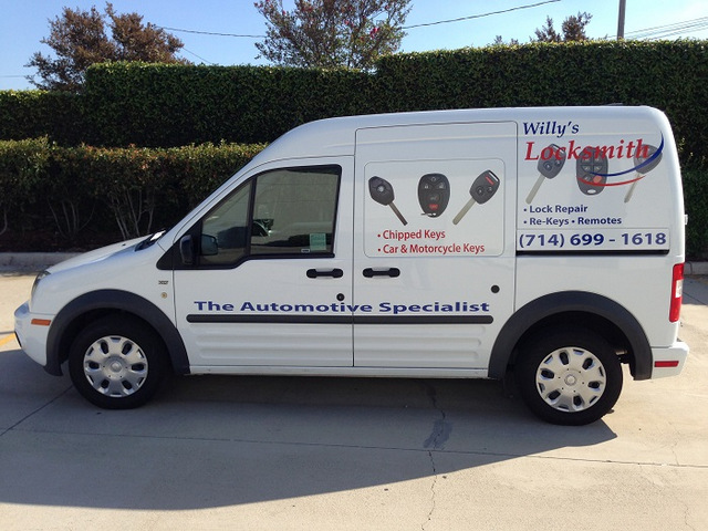 Ford Transit van graphics for locksmiths in Orange County
