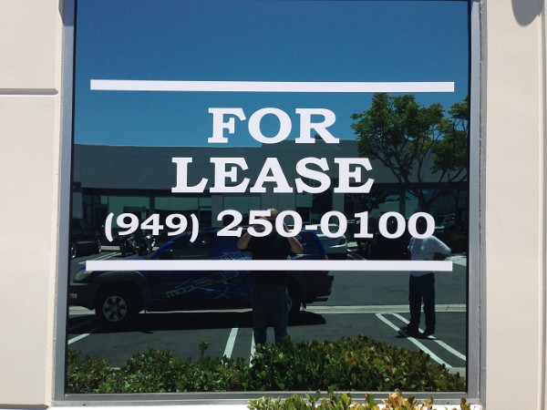 "For Lease" Window Graphics for Property Managers in Orange County CA