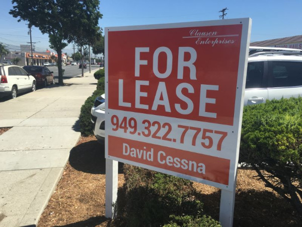 Commercial property anti-graffiti for lease signs in Orange County CA