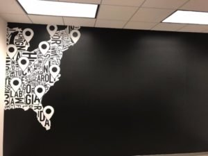Vinyl office wall maps in Orange County CA