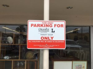 Parking lot signs for nonprofits in Orange County CA