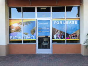 For Lease Window Graphics for Commercial Properties Orange County CA