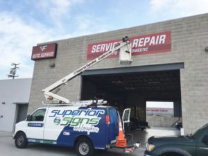 Exterior signs for auto repair companies in Fullerton CA