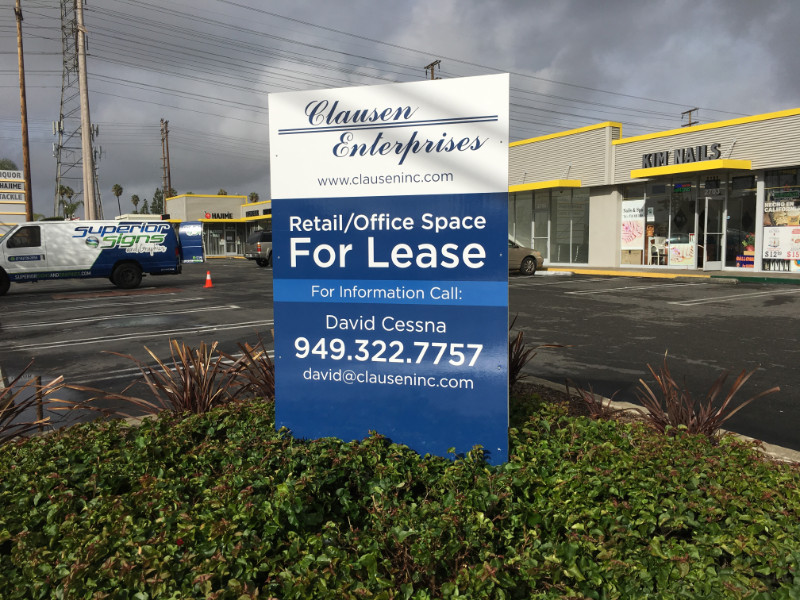 Commercial property For Lease signs for Anaheim Property Management Companies